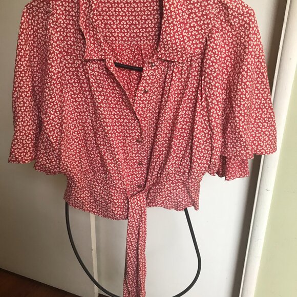 Maeve Red Floral Crop Top no - Picture 8 of 9